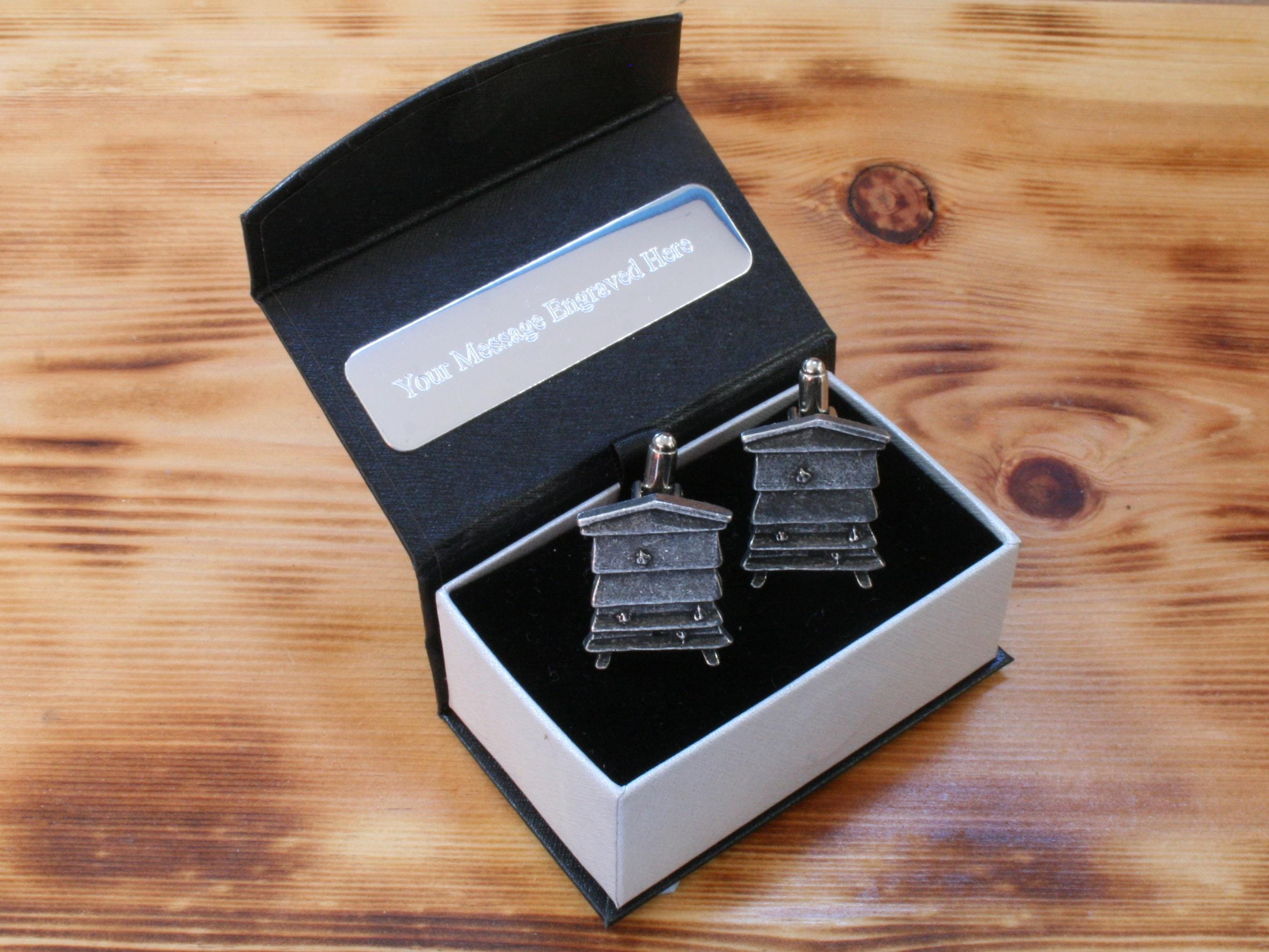 Bee Hive Cufflinks Pewter UK Handmade Beekeeper Father's Day Gift 029 cu