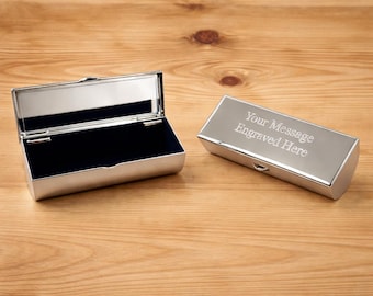 Personalised Metal Lipstick Holder With Mirror Free Engraving