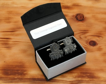 Flying Scotsman Cufflinks Pewter UK Handmade Train Driver Father's Day Gift 134 cu