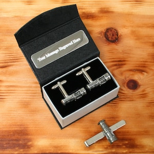Davy Lamp Cufflinks & Tie Slide Clip Mens Father&#39;s Day Gift Set UK Pewter Miners Father&#39;s Day Gift 100 tbc