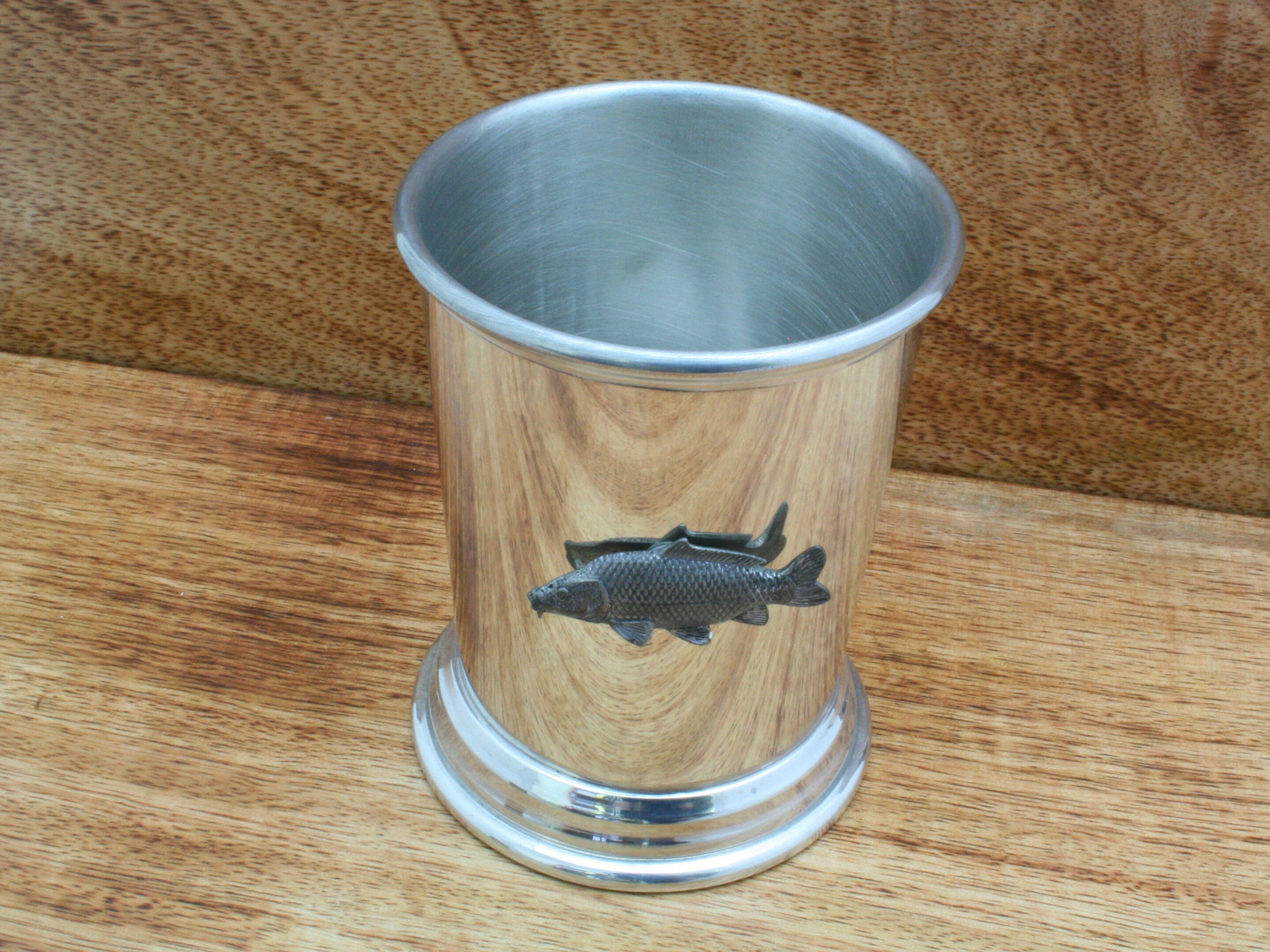 Fishing Themed Mint Julep Cup English Pewter Personalised Free Engraving Carp Trout Bass Father's Day Gift jc