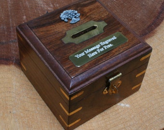 Tree Of Life Wooden Money Box Chest With FREE engraving   Fathers Day Gift 515 mb