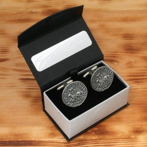 Templar Seal Cufflinks Pewter UK Handmade Masonic Father&#39;s Day Gift 366 cu