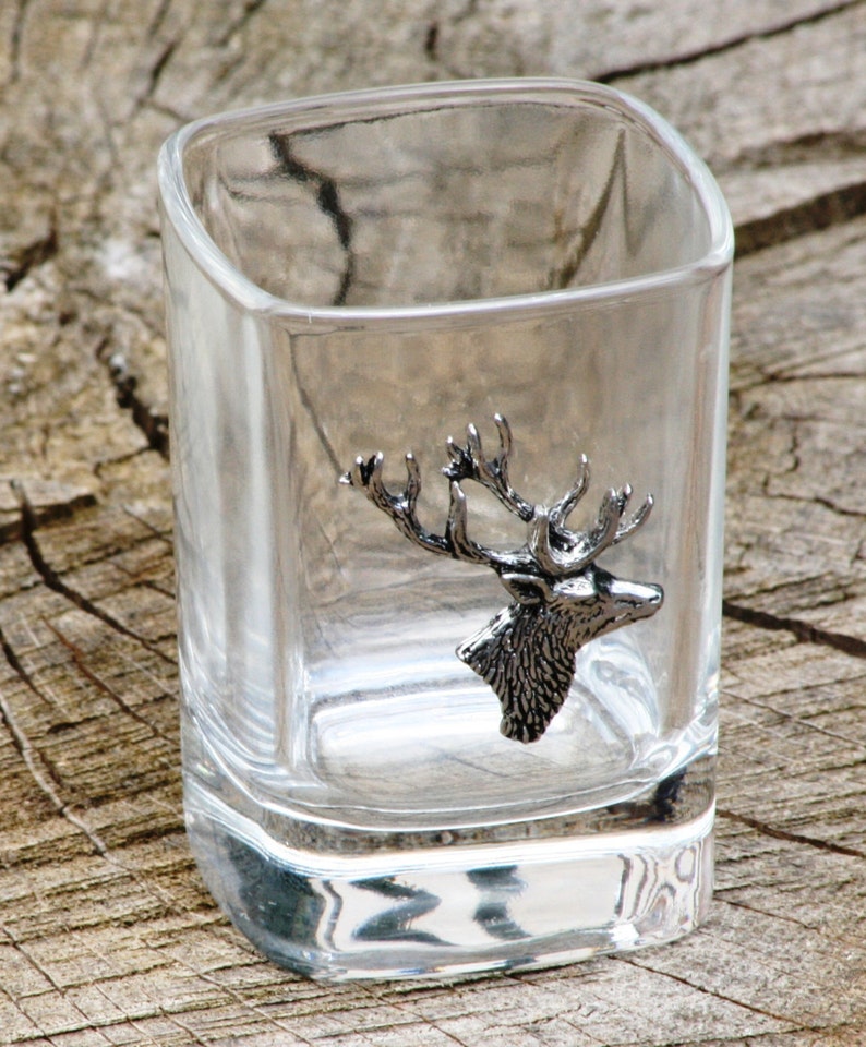 Pair of Stag Head SHOT Glasses Crystal With Pewter Motifs Etsy UK
