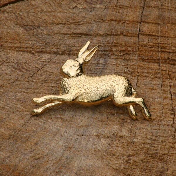 Hare Gold Plated Pin Lapel Badge Shooting Fathers Day Gift