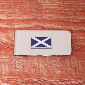Scottish Icons Money Clip Metal Mens Free Engraved Burns Thistle Piper Father&#39;s Day Gift mc