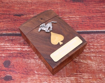Horse Racing Wooden Playing Cards Box Including Playing Cards with Personalised Free Engraving  Shoe Stirrups Birthday Gift wcb