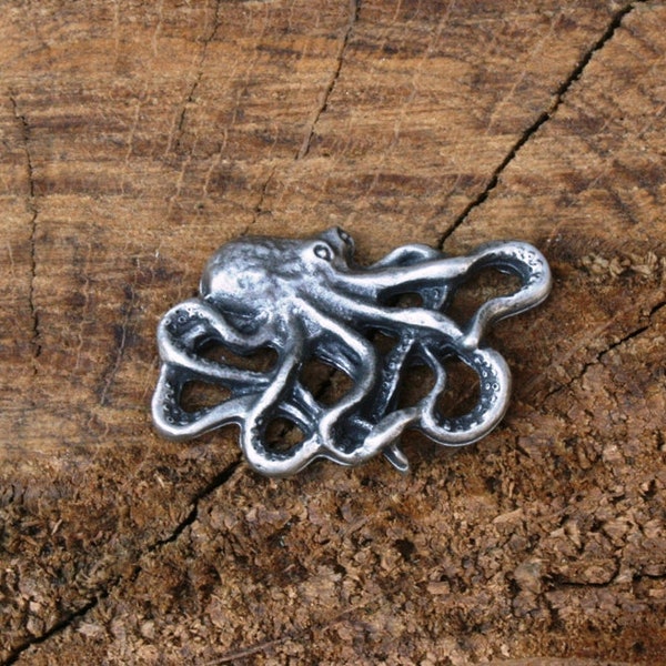 Octopus L Pin Brooch Badge Pewter Sea Life Fathers Day Gift 248 pm