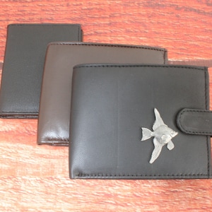 Portefeuille en cuir Marine Sealife noir et marron ou porte-cartes pour homme pieuvre tortue poisson cadeau fête des pères wch