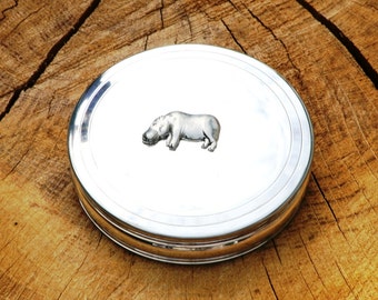 Hippo Trinket jewellery Box Pewter Ladies Hippopotamus Fathers Day Gift 180