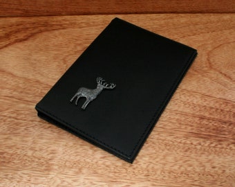 Standing Stag Black Leather Shotgun Certificate Holder or Firearms Licence Holder Christmas Birthday Gift 348 ch