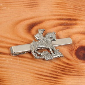 St George and the Dragon Tie ClipTack Slide Bar Nickle Plated UK Handmade Accessory Father&#39;s Day Gift 577 ti
