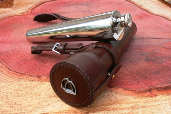 Details about   SADDLE HIP FLASK STEEL & THICK COW LEATHER CASE BATON FOX HUNTING FREE P&P 
