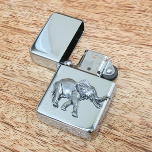 Elephant Petrol Engraved Lighter Custom Nature Father&#39;s Day Gift 116 ls