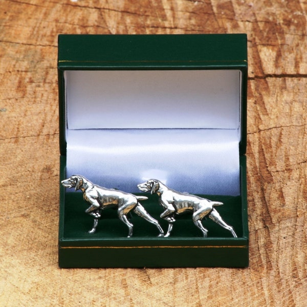 APS Pointer Manschettenknöpfe Pewter UK Handmade Gundog Vatertagsgeschenk 282 cu