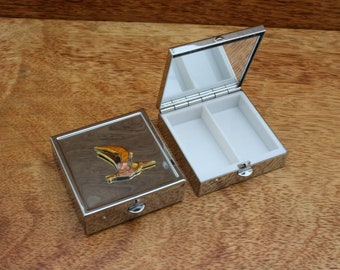 Dinosaurs Pill Mint Trinket Box With Mirror Square T Rex Diplodocus Stegosaurus Birthday Gift pb