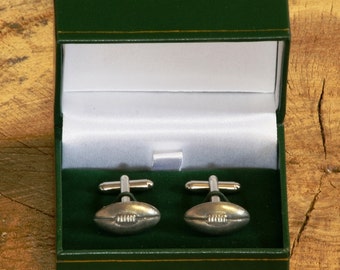 Rugby Ball Cufflinks Pewter UK Handmade Player Fathers Day Gift 305 cu