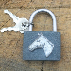 Horse Head Engraved Padlock Love Wish Lock Wedding Anniversary Valentines Couple Father's Day Gift Bridge Unity Lock Free engraving  185 pl