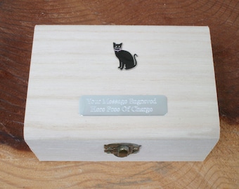 Cat Personalised Wooden Pet Ashes Urn or Burial Cast with FREE engraving   Message 580 un