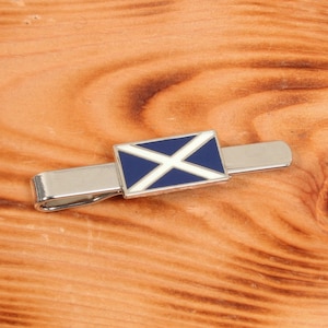 Scottish Flag Tie Clip Tack Slide UK Handmade Father&#39;s Day Gift 490 ti