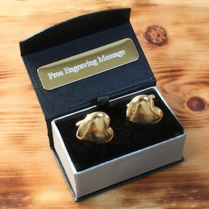Boutons de manchette plaqués or coeur d&#39;amour, cadeau de fête des pères de mariage fait main au Royaume-Uni