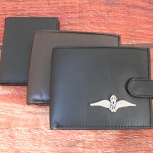 RAF Regiments Leather Wallet Black and Brown Or Card Holder Mens Military Father&#39;s Day Father&#39;s Day Gift wch