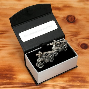 Steam Engine Cufflinks Pewter UK Handmade Traction Engine Father&#39;s Day Gift 350 cu
