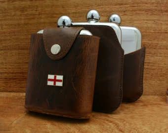 Fiaschetta da 6 once con custodia in pelle, in acciaio inossidabile, personalizzata, con incisione gratuita, 3 opzioni, Union Jack, Irlanda, Italia, regalo lf