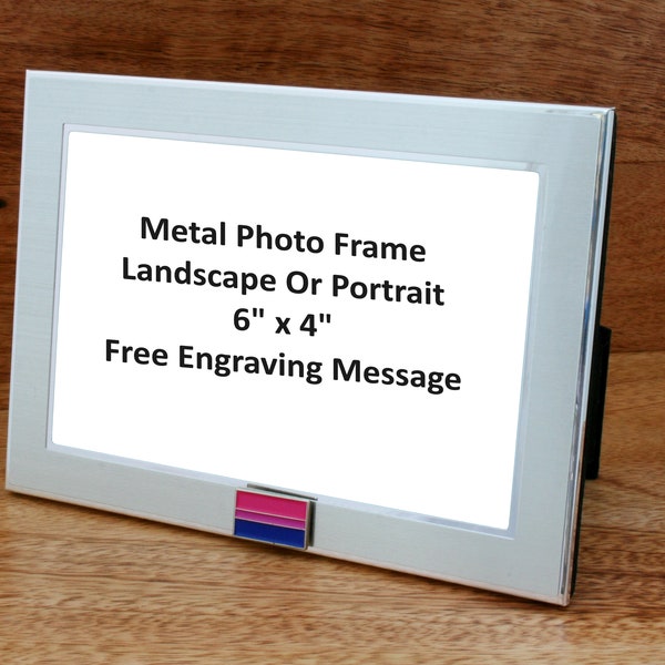 Pride Photo Frame Metal 6x4" L or P Free engraving   LGBT BLM Bisexual Christmas Gift mf