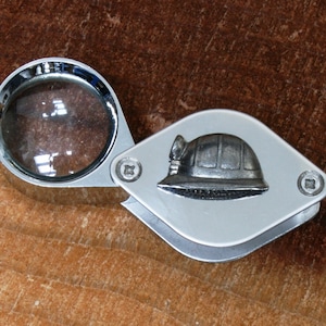 Miners Helmet Magnifying Loupe Jewellers, stamp collectors , antiques hunters personalised   Father&#39;s Day Gift FREE engraving  239 le