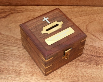 Religious Symbols Wooden Money Box Chest With Free Engraving Christian Star Fish Gift mb
