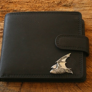 Cartera de piel de murciélago Pipistrelle Cartera de piel de murciélago marrón o negra Regalo para el Día del Padre 023 wch