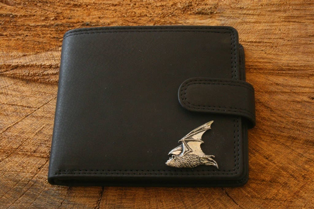 Pipistrelle Bat Leather Wallet Brown or Black Leather Bat Father's Day Father's Day Gift 023 wch