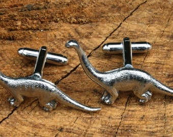 Diplodocus Cufflinks Pewter UK Handmade Dinosaur Fathers Day Gift 104 cu