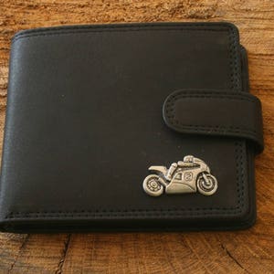 Motorrad 2 Ledergeldbörse aus braunem oder schwarzem Leder Motorsport Vatertag Vatertag Geschenk 245 wch