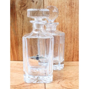 RAF Regale Cut Glass Whisky Dekanter mit Golfball oder quadratischem Stil Stopper Militärvatertagsgeschenk wd