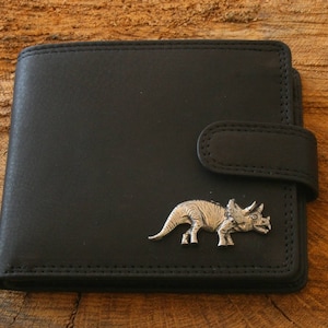 Cartera de piel de dinosaurio KR, color marrón o negro, regalo para el día del padre, 103 unidades