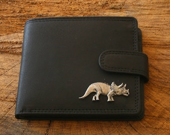 Dinosaur KR Leather Wallet Brown or Black Leather Dinosaur Secret