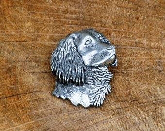 Springer Spaniel Head Pin Brooch Badge Pewter Gundog Father&#39;s Day Gift 339 pm