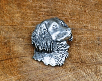 Springer Spaniel Head Pin Brooch Badge Pewter Gundog Fathers Day Gift 339 pm