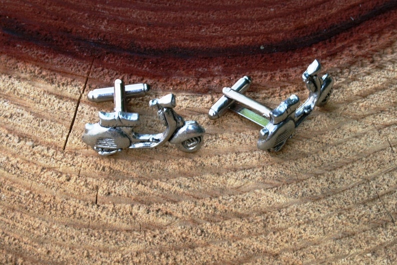 Vespa Scooter Cufflinks Pewter UK Handmade in Gift Box Motor Vehicle Gift