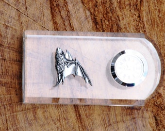 Bat Pipistrelle Design Glass Clock Bedside or Desk Top Gift Boxed
