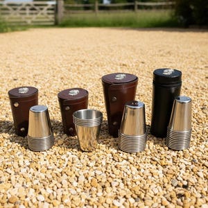 Buscador de posición de clavijas para perros de caza, vasos numerados del 1 al 10 en estuche de cuero negro, regalo de cumpleaños para labrador, spaniel y pointer.