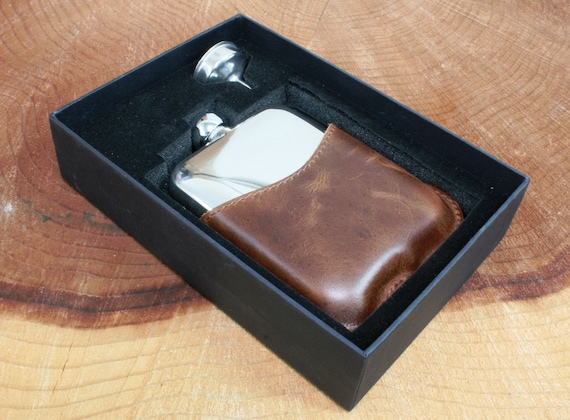 ブリティッシュワイルドライフ 6オンス レザーケース ヒップフラスコ