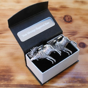 Moose Cufflinks Pewter UK Handmade Canadian Nature Father&#39;s Day Gift 242 cu