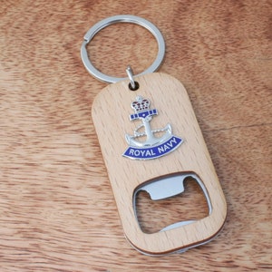 Royal Navy Regiments Keyring Bottle Opener Wooden Stainless Steel Key Chain Military Father&#39;s Day Gift kb