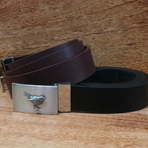 British Birds Adjustable Leather Belt and Buckle Set in a Gift Pouch Robin Swallow Barn Owl Gift lb