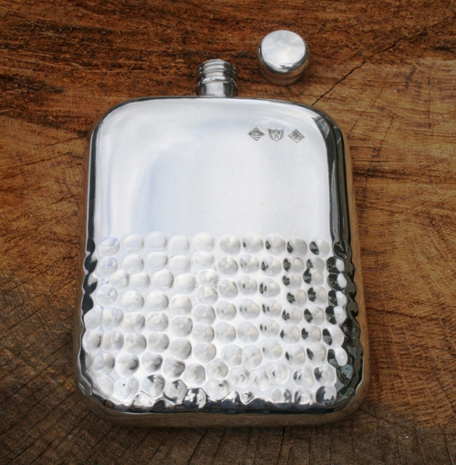 Bisley Hammered Kidney Pewter Flask
