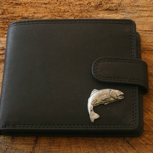 Trout Fish Leather Wallet Brown or Black Leather Fishing Father's Day Father's Day Gift 378 wch