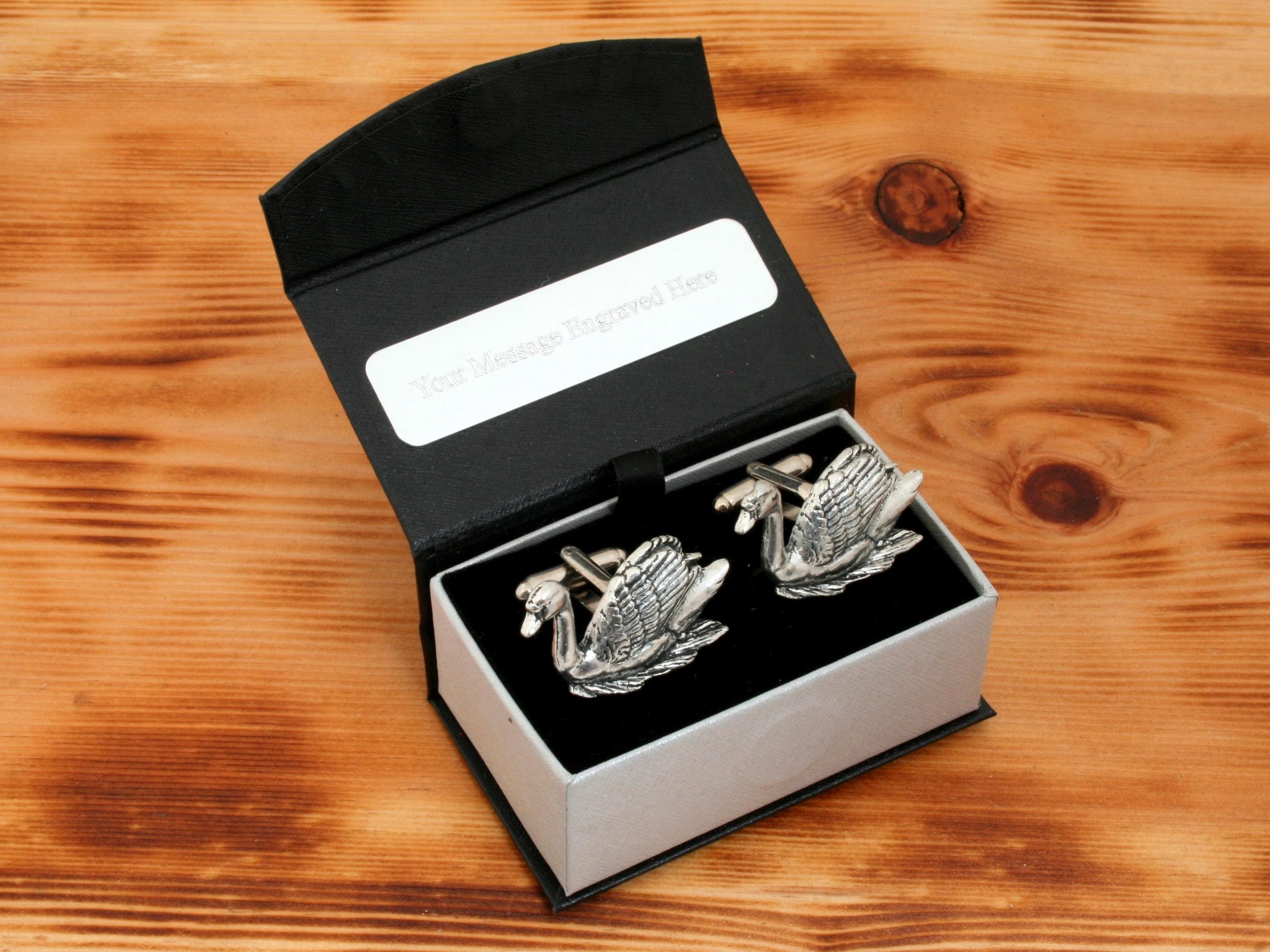Swan Manschettenknöpfe Zinn UK Handmade English River Bird Vatertagsgeschenk